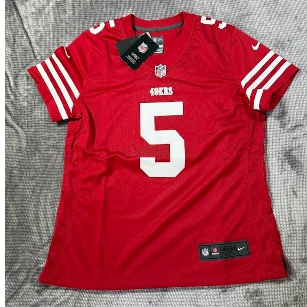 Nike San Francisco 49ers Trey Lance #5 NFL Jersey Red Womens L NWT DJ1253-687‎